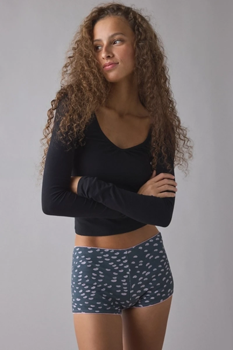 Motel Kichi Lips Print Low-Rise Micro Short