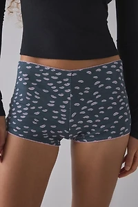 Motel Kichi Lips Print Low-Rise Micro Short
