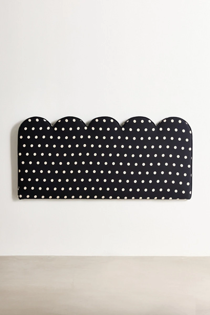 Jolie Scalloped Polka Dot Upholstered Floating Headboard