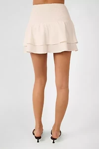 WeWoreWhat Smocked Ruffle Mini Skirt