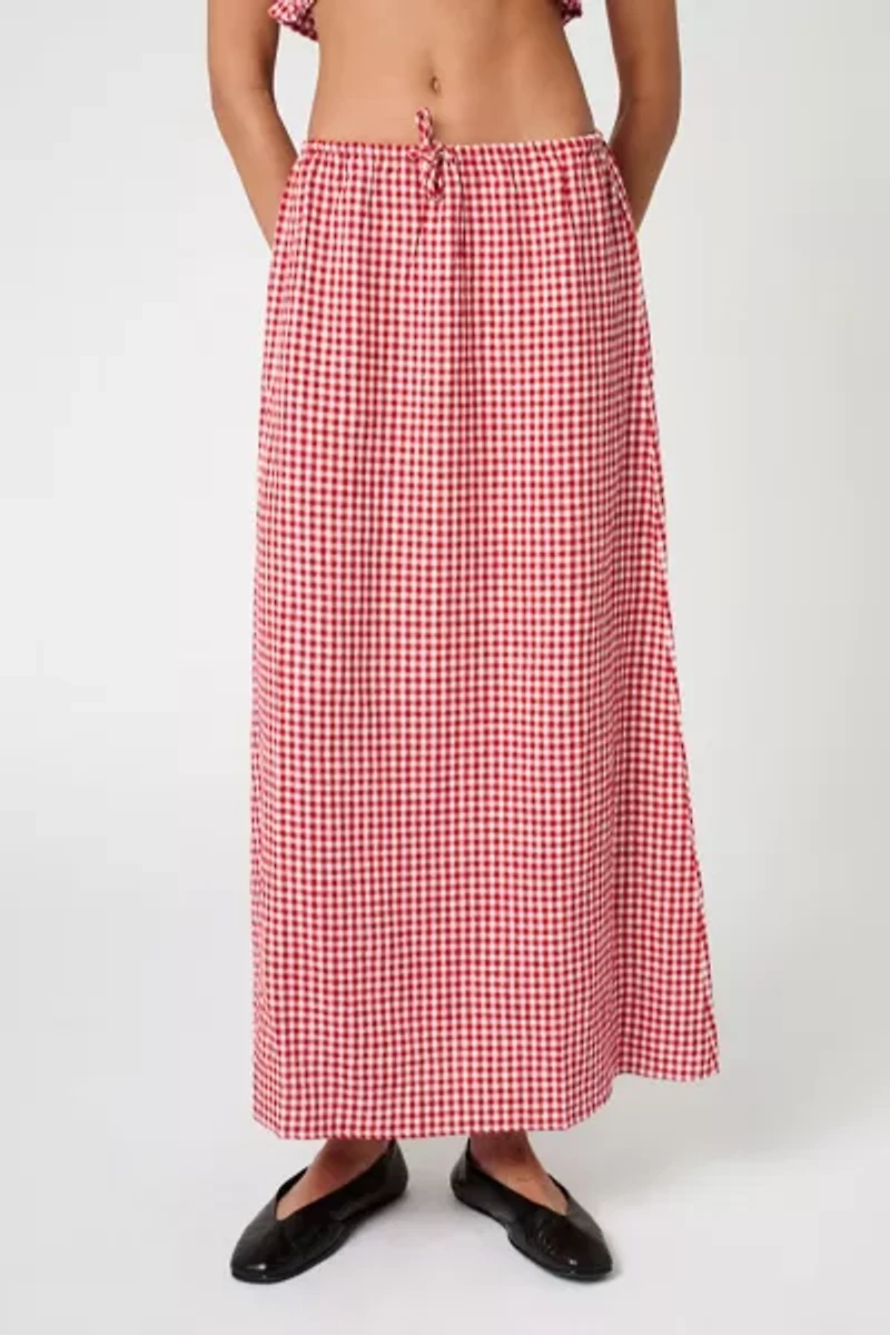 WeWoreWhat Tie Waist Gingham Maxi Skirt
