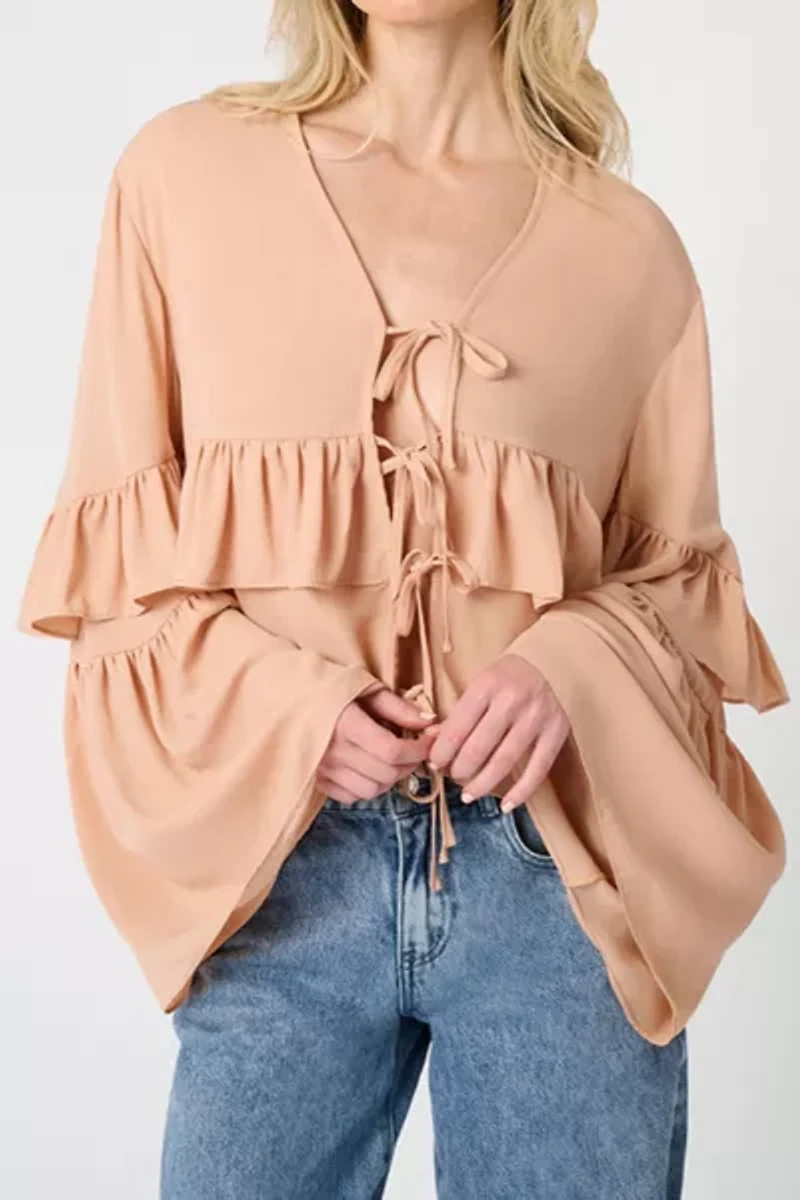 WeWoreWhat Ruffle Tie Front Top