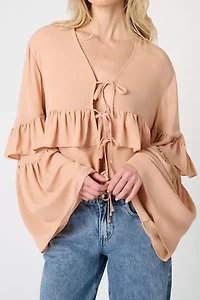 WeWoreWhat Ruffle Tie Front Top