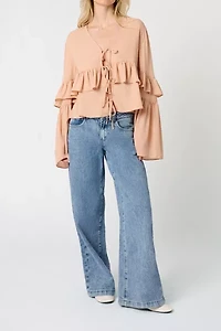 WeWoreWhat Ruffle Tie Front Top