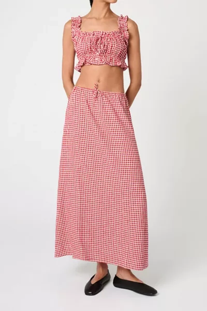 WeWoreWhat Ruffle Button Up Crop Top
