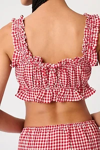 WeWoreWhat Ruffle Button Up Crop Top