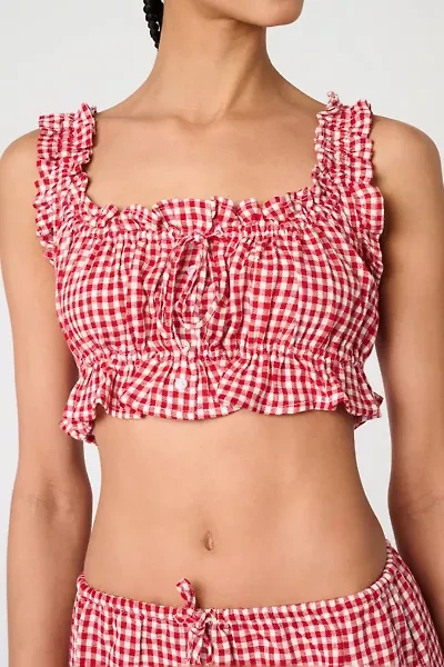 WeWoreWhat Ruffle Button Up Crop Top