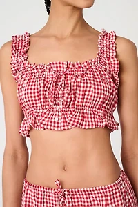 WeWoreWhat Ruffle Button Up Crop Top
