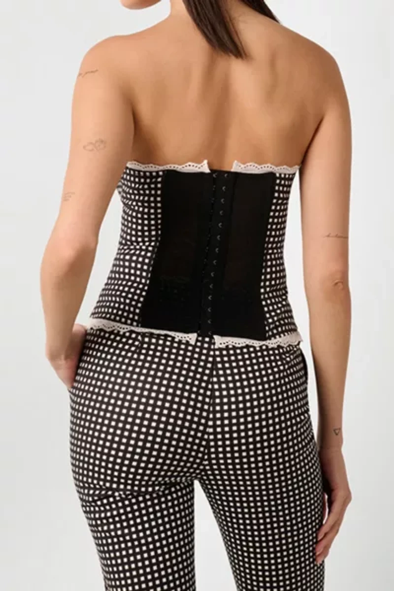 WeWoreWhat Strapless Gingham Corset Top