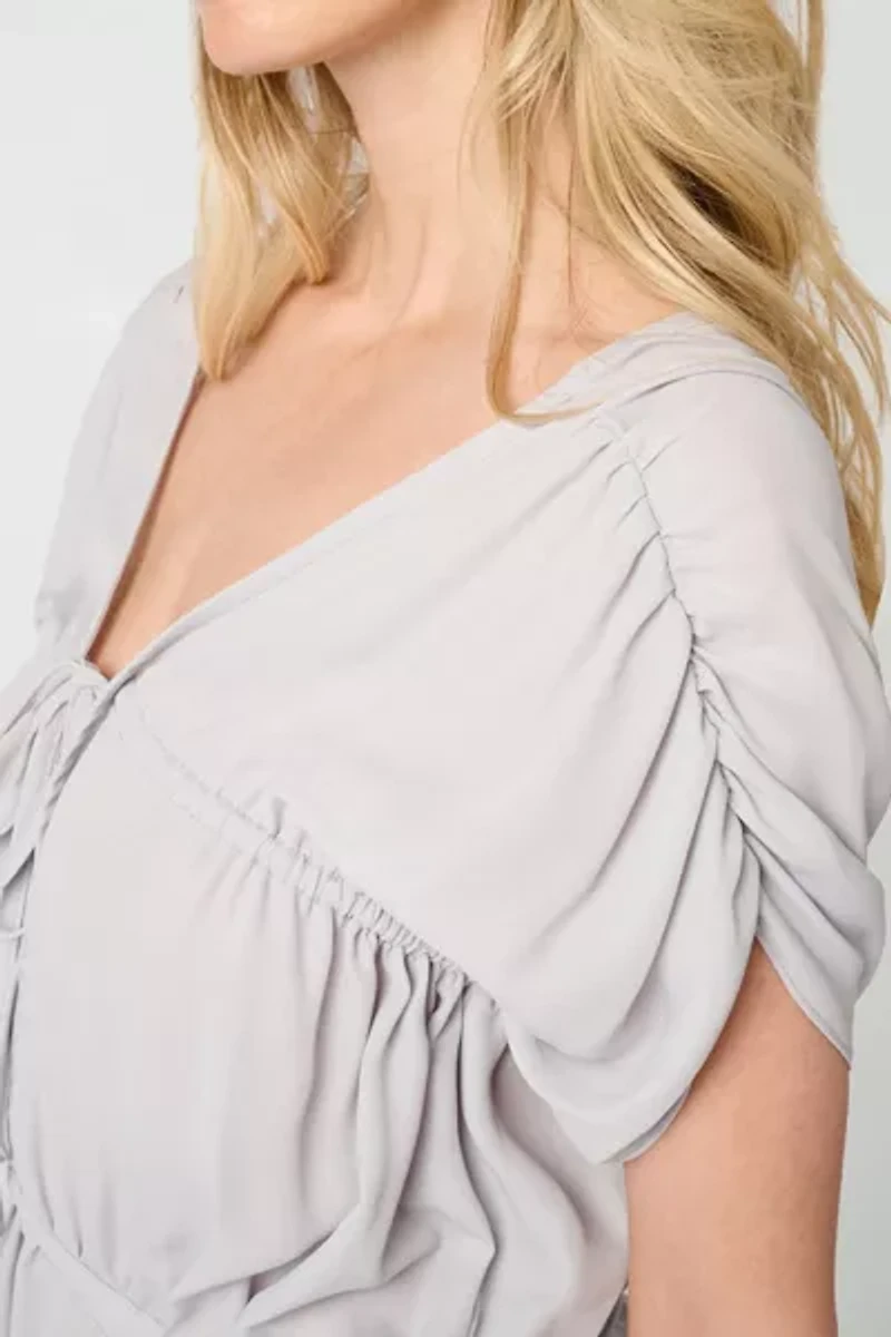 WeWoreWhat Ruched Chiffon Top