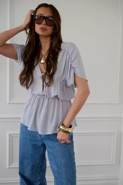 WeWoreWhat Ruched Chiffon Top