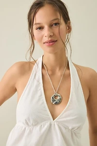Motel Eldana Plunging Halter Neck Babydoll Top