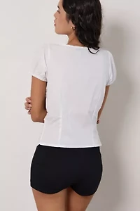 Motel Ilase Plunging Ruched Short Sleeve Blouse