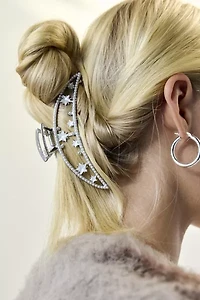 Moon And Stars Pearl Metal Claw Clip