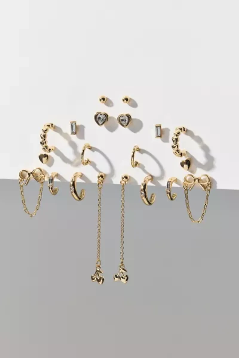 Chérie Hearts & Cherries Rhinestone Multi Earrings Set