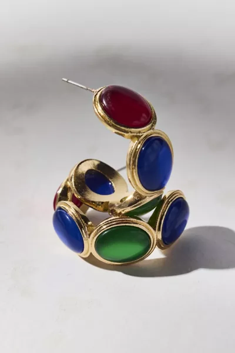 Garland Stone-Inset Hoop Earring