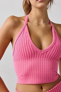 Out From Under Striped Seamless Halter Top + Micro Short 2-Piece Set