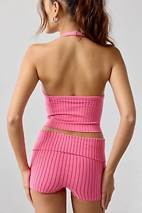 Out From Under Striped Seamless Halter Top + Micro Short 2-Piece Set