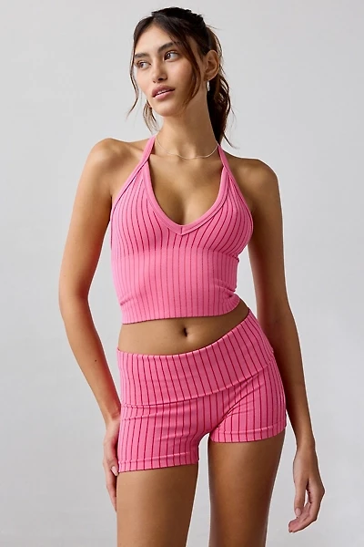 Out From Under Striped Seamless Halter Top + Micro Short 2-Piece Set