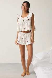 Out From Under Love Letters Ruffle Babydoll Top + Micro Short PJ Set
