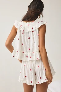 Out From Under Love Letters Ruffle Babydoll Top + Micro Short PJ Set