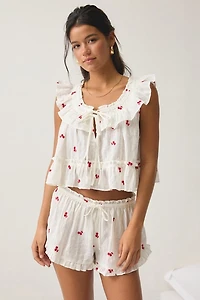 Out From Under Love Letters Ruffle Babydoll Top + Micro Short PJ Set