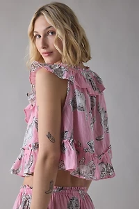 Out From Under Love Letters Ruffle Babydoll Top + Micro Shorts PJ Set