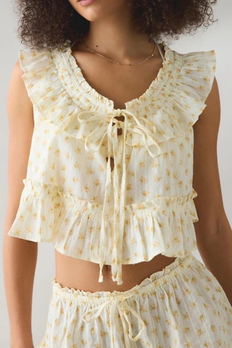 Out From Under Love Letters Ruffle Babydoll Top + Micro Shorts PJ Set