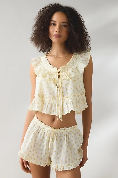 Out From Under Love Letters Ruffle Babydoll Top + Micro Shorts PJ Set