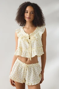 Out From Under Love Letters Ruffle Babydoll Top + Micro Shorts PJ Set