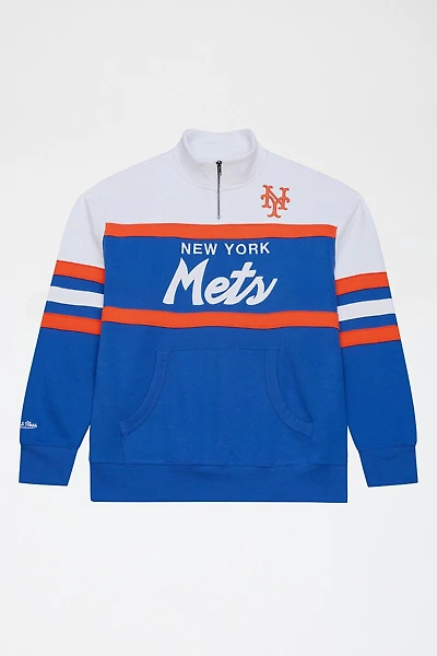 Mitchell & Ness MLB New York Mets Team Color Head Coach 1/4 Zip Sweatshirt
