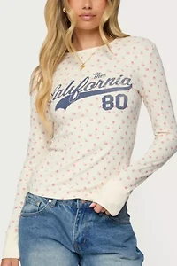 Edikted Cali Floral Ribbed Long Sleeve T Shirt