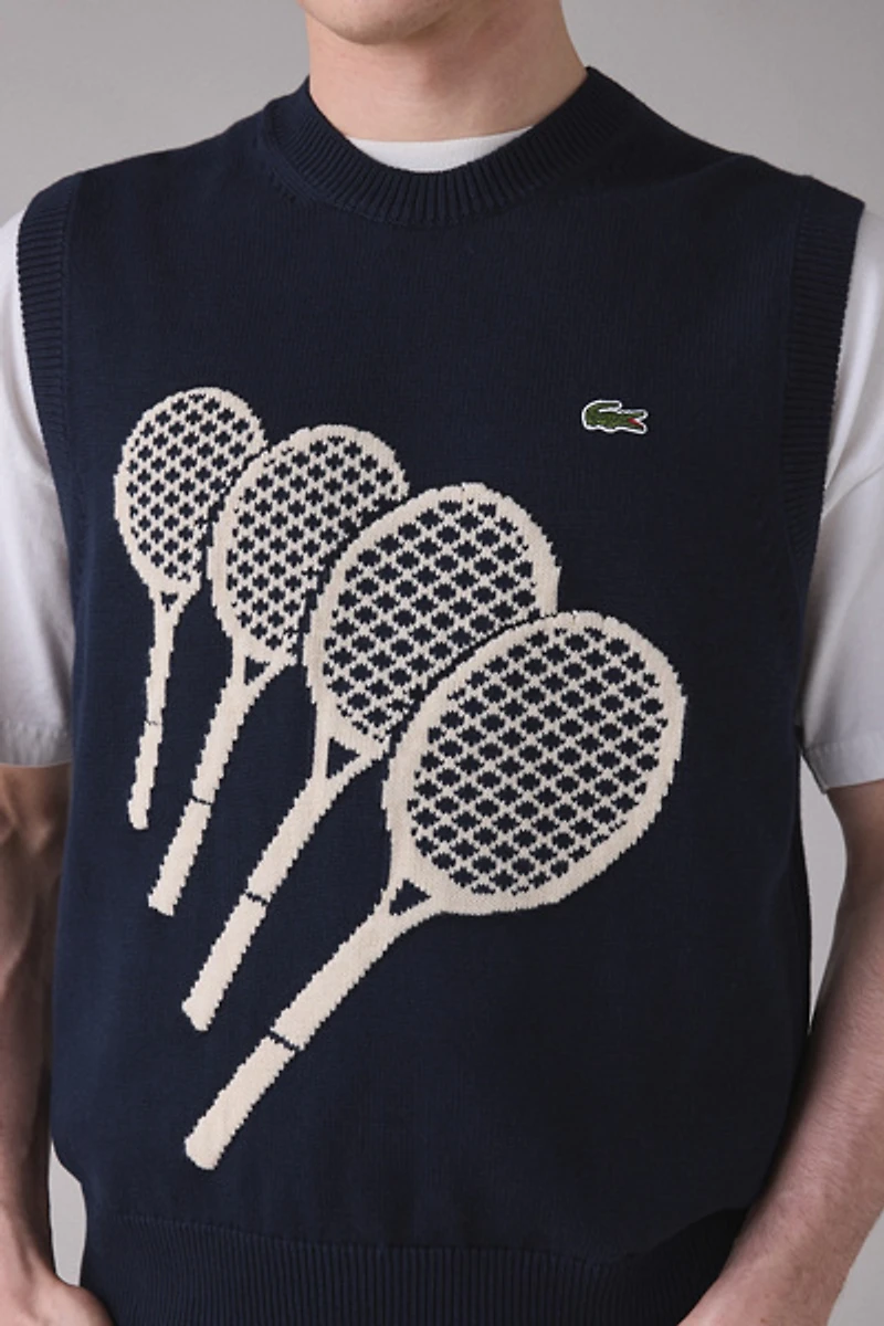 Lacoste Cotton Jacquard Tennis Sweater Vest