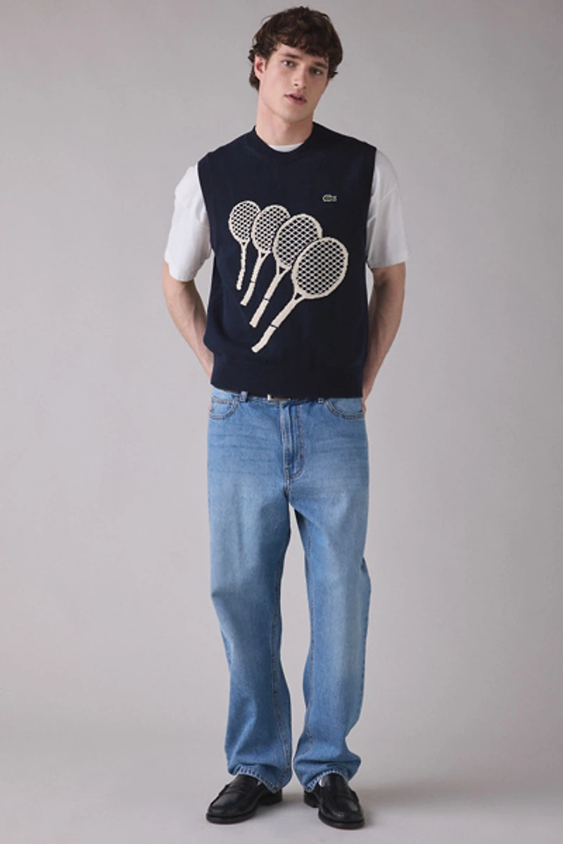 Lacoste Cotton Jacquard Tennis Sweater Vest