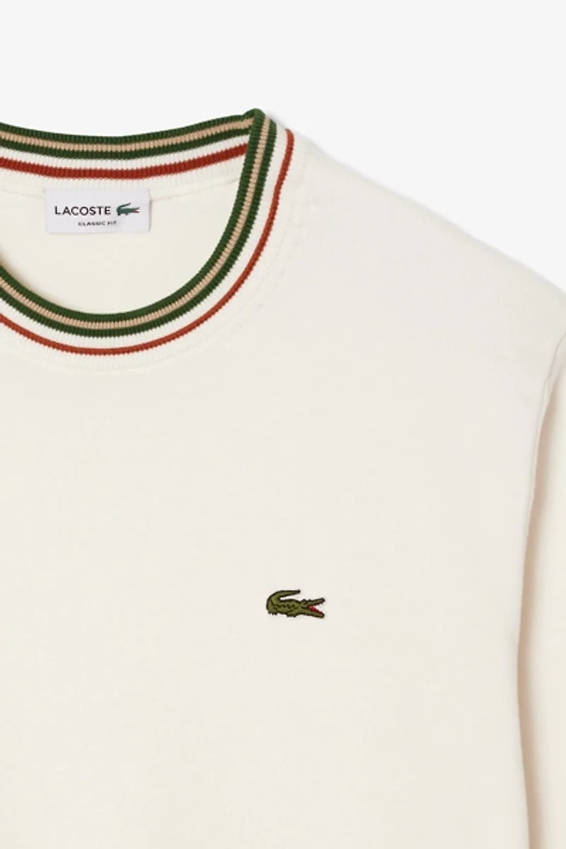 Lacoste Stripe Accent Crew Neck Sweater