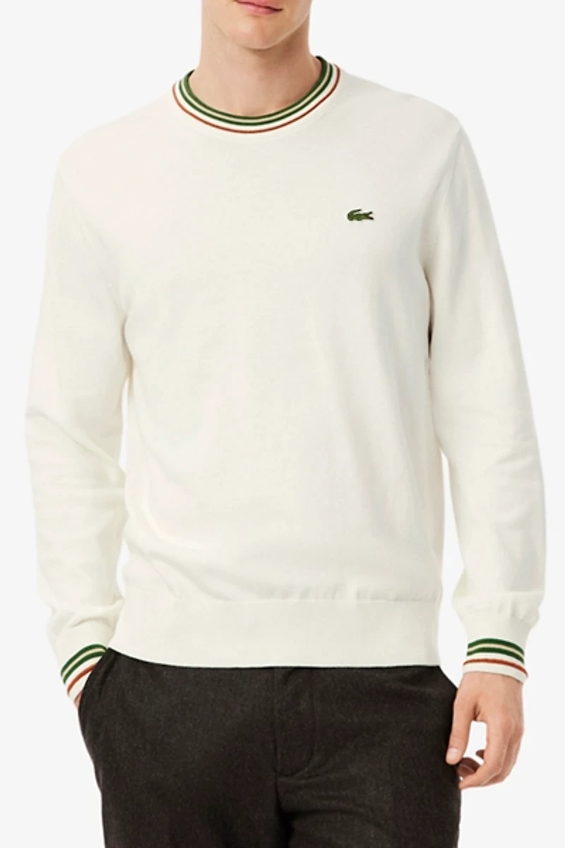 Lacoste Stripe Accent Crew Neck Sweater