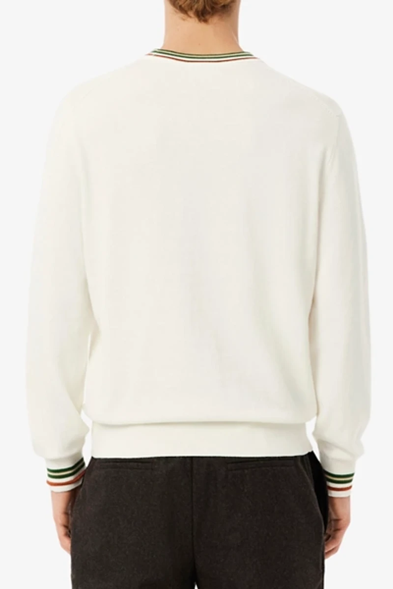 Lacoste Stripe Accent Crew Neck Sweater