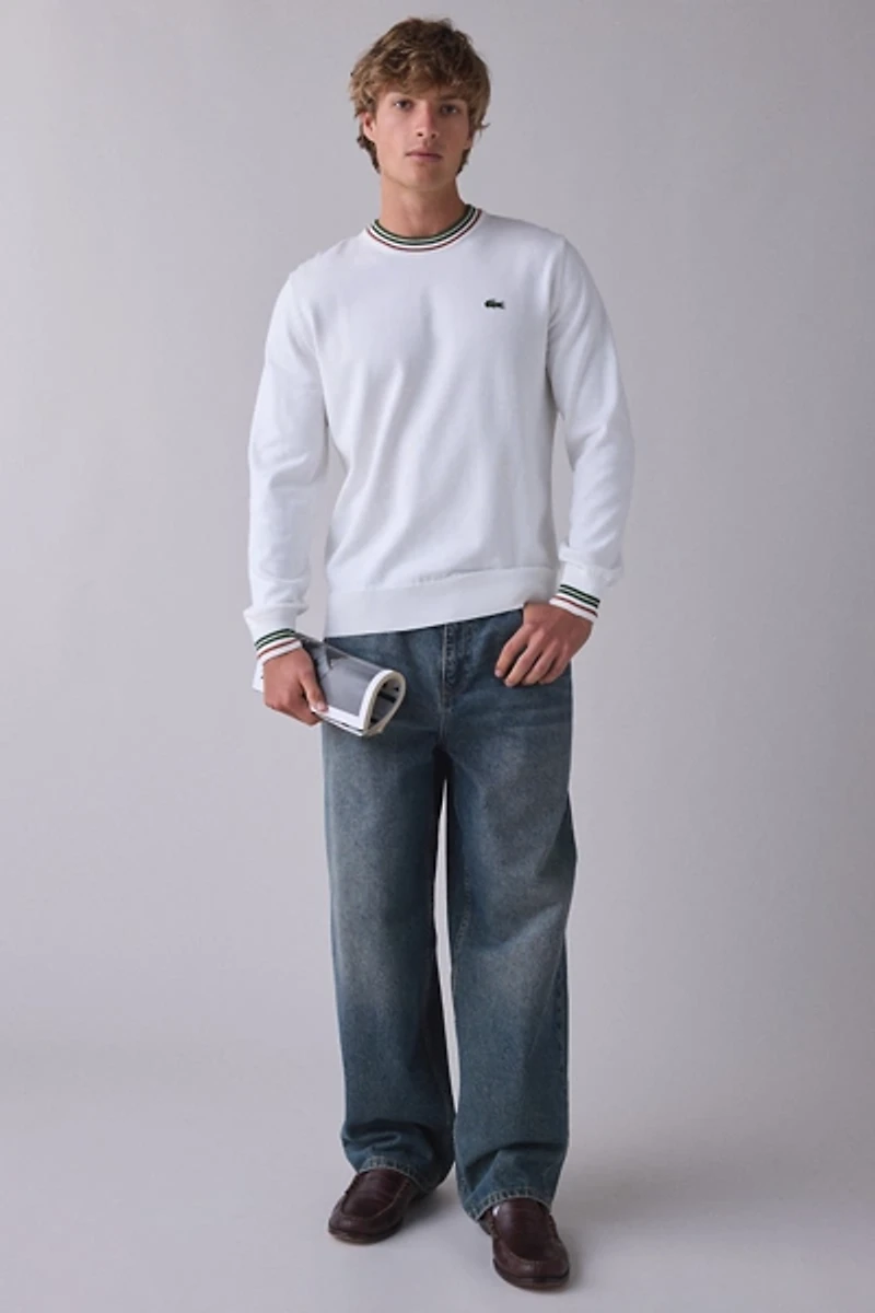 Lacoste Stripe Accent Crew Neck Sweater