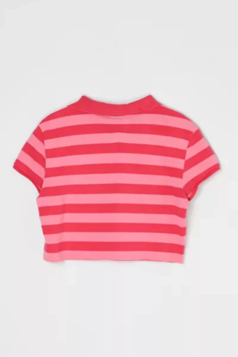 Vintage Y2k Pink Striped Cropped Polo