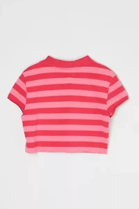 Vintage Y2k Pink Striped Cropped Polo