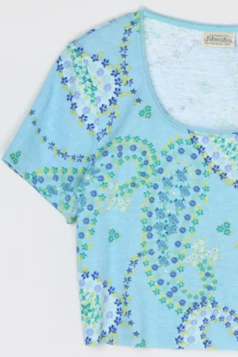 Vintage 90s Flower Printed Cropped T-Shirt