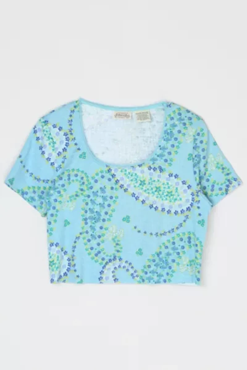 Vintage 90s Flower Printed Cropped T-Shirt