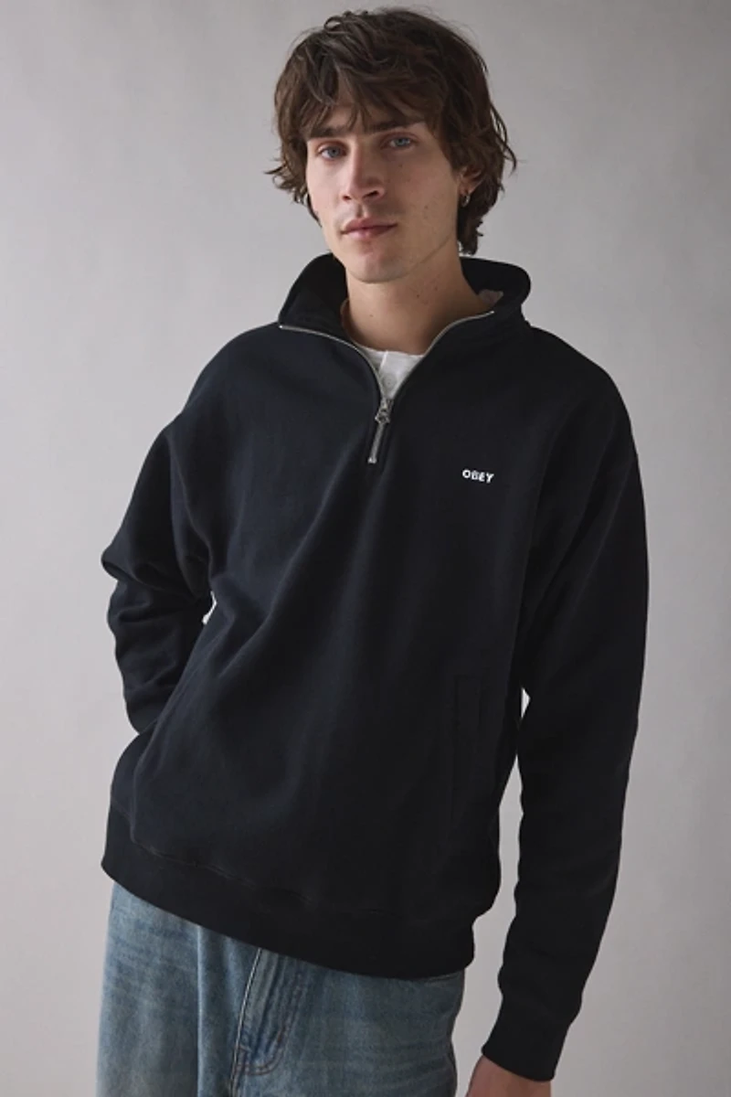 OBEY Established Works Boxy Quarter Zip Sweatshirt