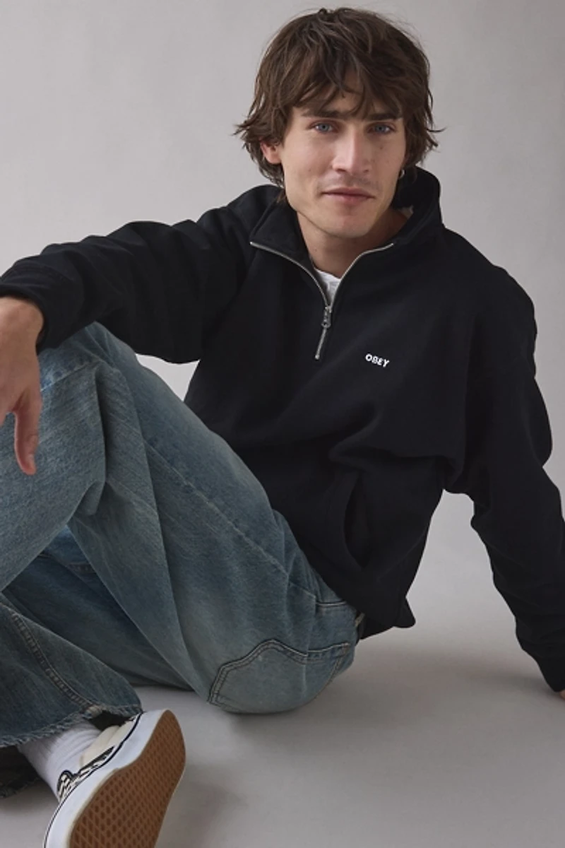 OBEY Established Works Boxy Quarter Zip Sweatshirt