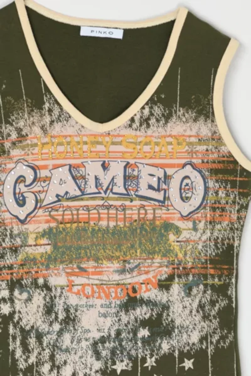 Vintage Y2k Cameo Rhinestone Graphic Tank