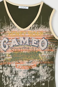 Vintage Y2k Cameo Rhinestone Graphic Tank