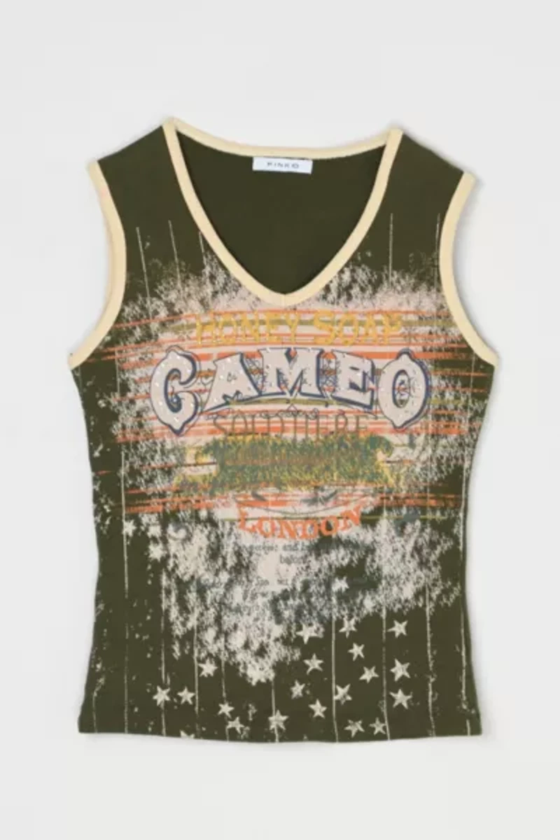 Vintage Y2k Cameo Rhinestone Graphic Tank