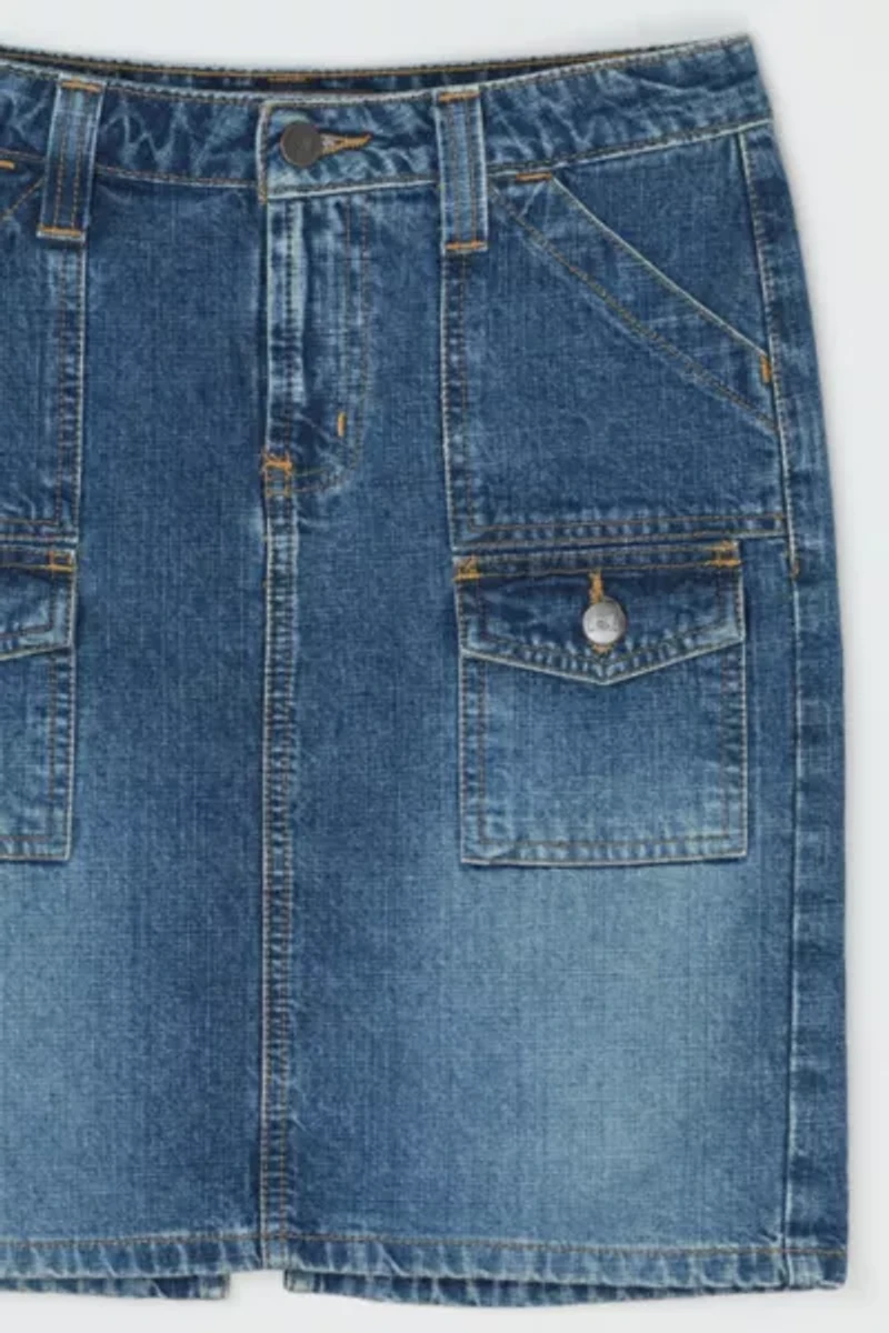 Vintage Y2k Denim Cargo Mini Skirt