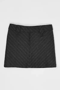 Vintage Y2k Dark Gray Pinstripe Mini Skirt with Belt