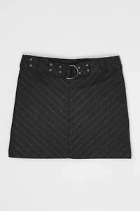 Vintage Y2k Dark Gray Pinstripe Mini Skirt with Belt
